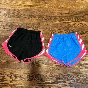 NIKE Dri Fit Athletic Running Shorts Striped Blue Pink Black {SET OF 2} Size S